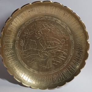 Vintage Brass Carved plate, small decoration plate, brass bowl, Collectible
